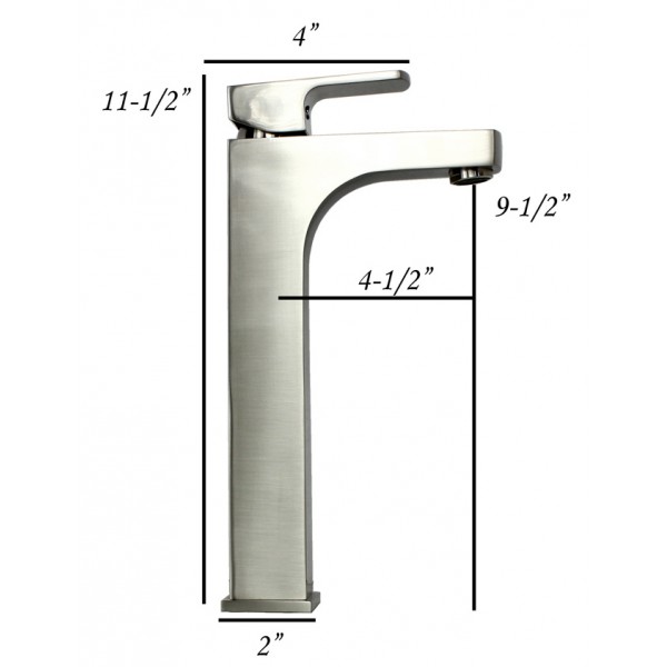  Lewis Style Square Design Brushed Nickel Solid Brass Single Hole Bathroom Faucet
